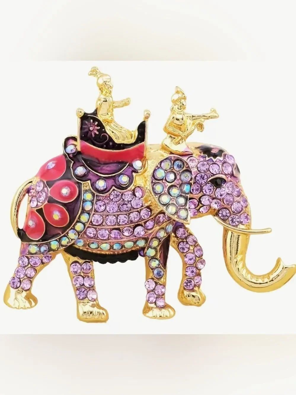 💗 NEW Betsey Johnson Purple crystal elephant necklace/brooch 💗